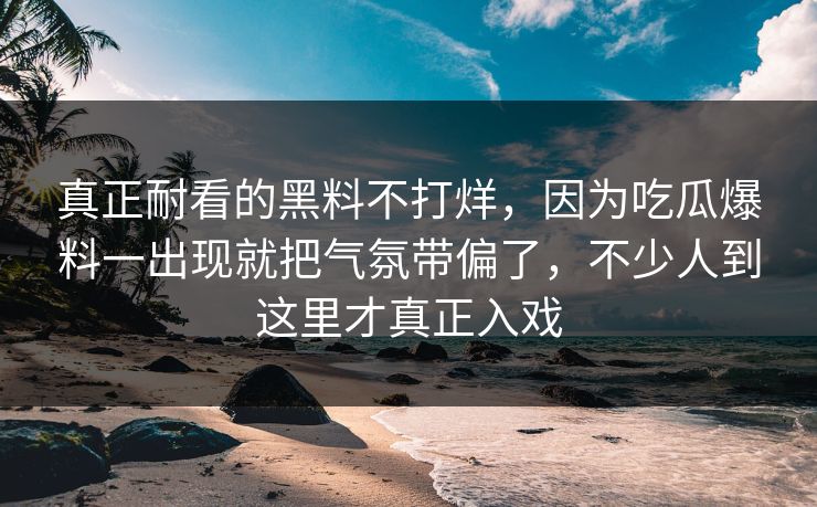真正耐看的黑料不打烊，因为吃瓜爆料一出现就把气氛带偏了，不少人到这里才真正入戏