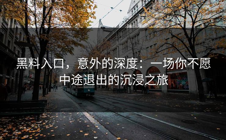 黑料入口，意外的深度：一场你不愿中途退出的沉浸之旅