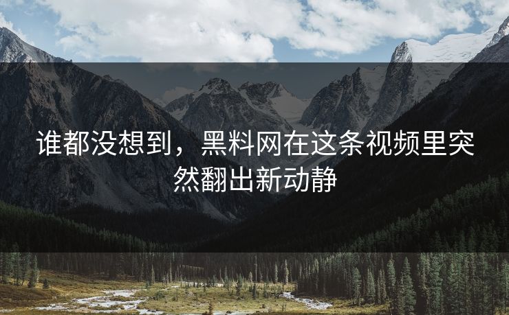 谁都没想到，黑料网在这条视频里突然翻出新动静