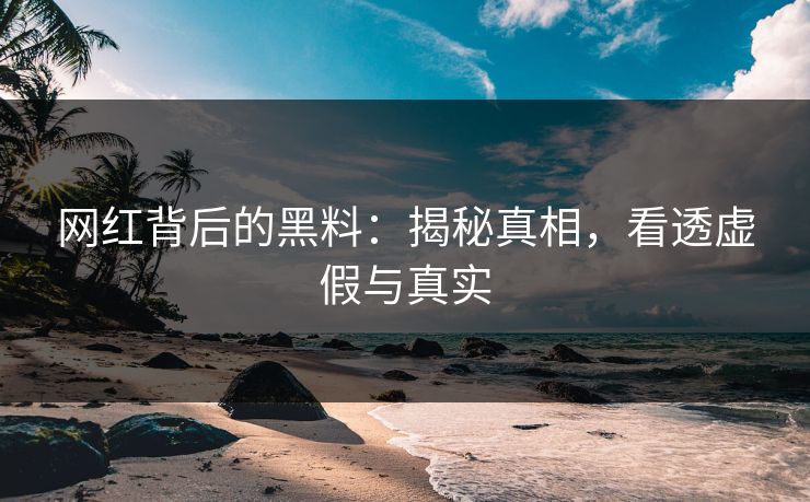 网红背后的黑料:揭秘真相,看透虚假与真实 网红背后的黑料:揭秘真相,看透虚假与真实